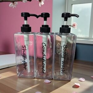 Clear Pump Bottles for Shampoo, Conditioner, and Body Wash Set (New)